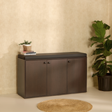 Fortuna 3 Door Engineered Wood Shoe Rack with Seating 7 Shelves, 3 Doors Stores up to 21 Pair of Shoes