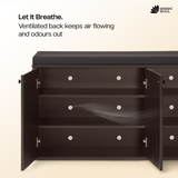 Fortuna 3 Door Engineered Wood Shoe Rack with Seating 7 Shelves, 3 Doors Stores up to 21 Pair of Shoes