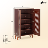 Zuvio 2 Door 4ft Engineered Wood Ventilated Shoe Rack 5 Shelves 2 Doors Stores up to 16 Pair of Shoes