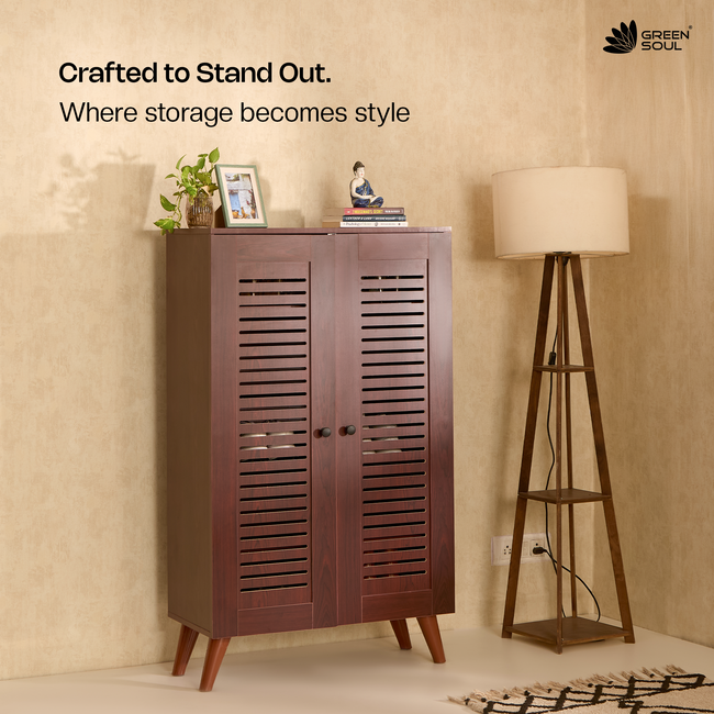 Zuvio 2 Door 4ft Engineered Wood Ventilated Shoe Rack 5 Shelves 2 Doors Stores up to 16 Pair of Shoes