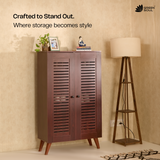 Zuvio 2 Door 4ft Engineered Wood Ventilated Shoe Rack 5 Shelves 2 Doors Stores up to 16 Pair of Shoes