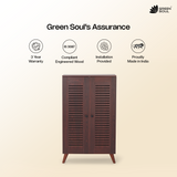 Zuvio 2 Door 4ft Engineered Wood Ventilated Shoe Rack 5 Shelves 2 Doors Stores up to 16 Pair of Shoes