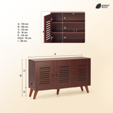 Zuvio 3 Door Shoe Rack in Oak and White Color by Green Soul