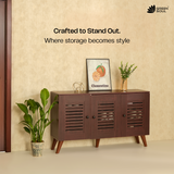 Zuvio 3 Door Shoe Rack in Oak and White Color by Green Soul