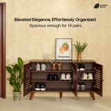 Zuvio 3 Door Shoe Rack in Oak and White Color by Green Soul