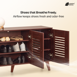Zuvio 3 Door Shoe Rack in Oak and White Color by Green Soul