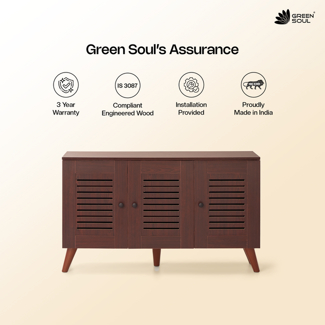 Zuvio 3 Door Shoe Rack in Oak and White Color by Green Soul