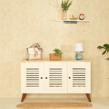 Zuvio 3 Door Shoe Rack in Oak and White Color by Green Soul