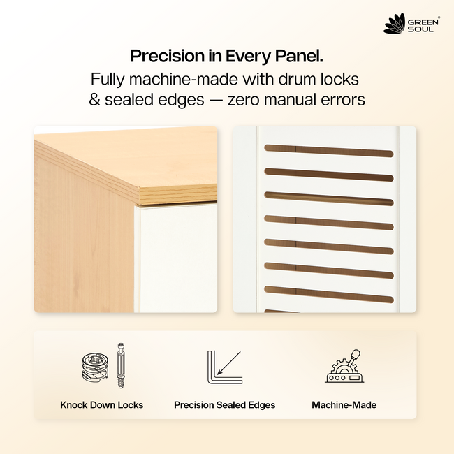 Zuvio 3 Door Shoe Rack in Oak and White Color by Green Soul