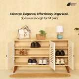 Zuvio 3 Door Shoe Rack in Oak and White Color by Green Soul