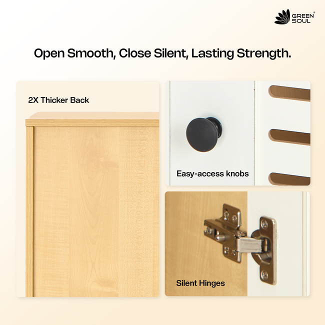Zuvio 3 Door Shoe Rack in Oak and White Color by Green Soul