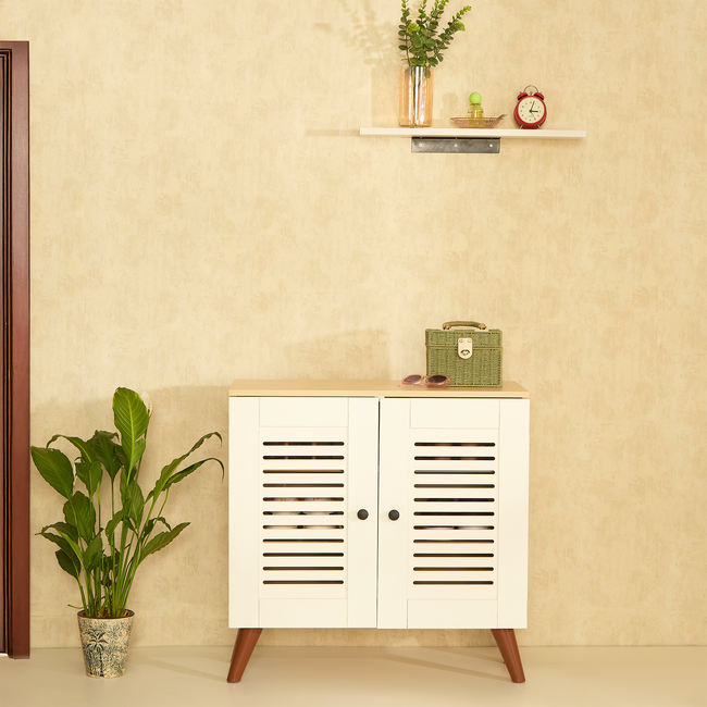 Zuvio 2 Door Engineered Wood Ventilated Shoe Rack 3 Shelves 2 Doors Stores up to 10 Pair of Shoes