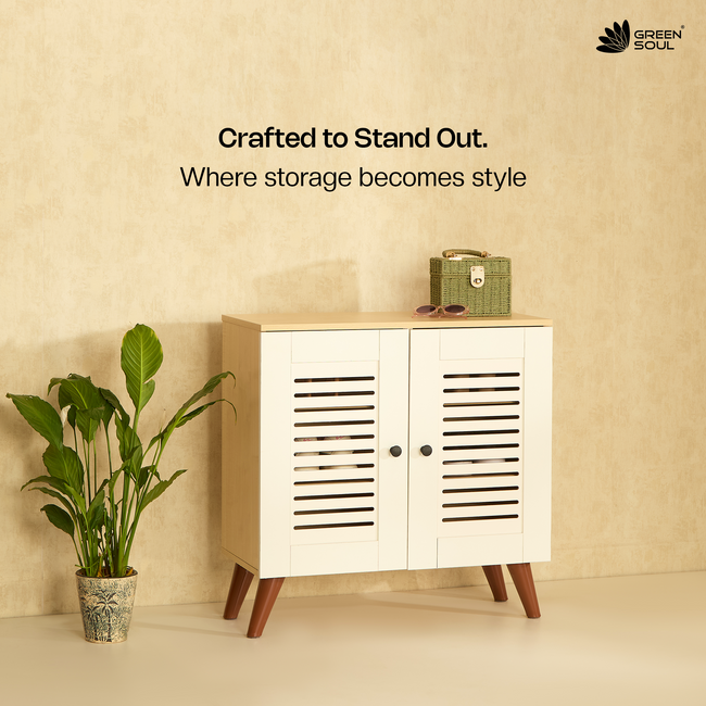 Zuvio 2 Door Engineered Wood Ventilated Shoe Rack 3 Shelves 2 Doors Stores up to 10 Pair of Shoes