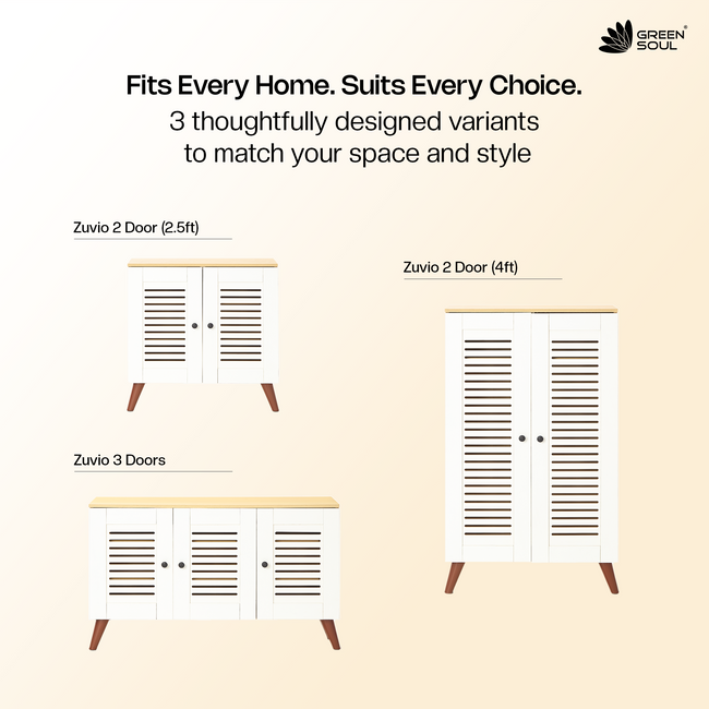 Zuvio 2 Door Engineered Wood Ventilated Shoe Rack 3 Shelves 2 Doors Stores up to 10 Pair of Shoes