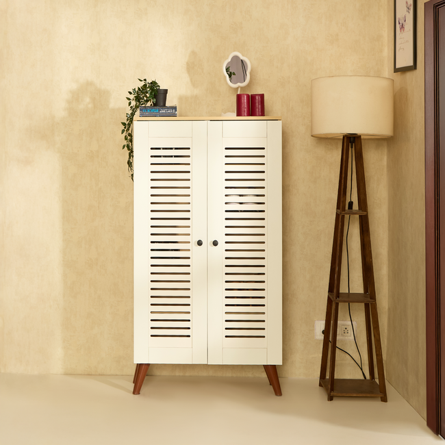 Zuvio 2 Door 4ft Engineered Wood Ventilated Shoe Rack 5 Shelves 2 Doors Stores up to 16 Pair of Shoes