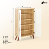 Zuvio 2 Door 4ft Engineered Wood Ventilated Shoe Rack 5 Shelves 2 Doors Stores up to 16 Pair of Shoes