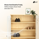 Zuvio 2 Door 4ft Engineered Wood Ventilated Shoe Rack 5 Shelves 2 Doors Stores up to 16 Pair of Shoes