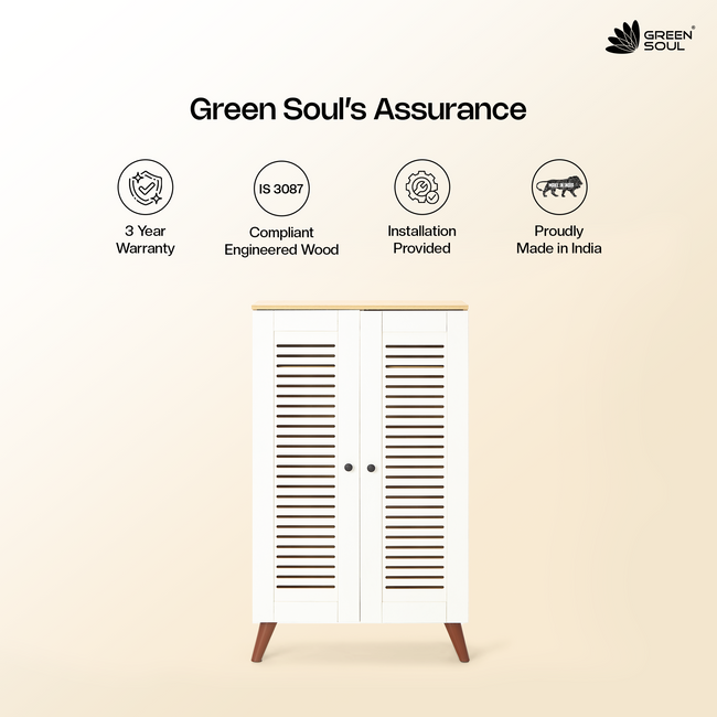 Zuvio 2 Door 4ft Engineered Wood Ventilated Shoe Rack 5 Shelves 2 Doors Stores up to 16 Pair of Shoes