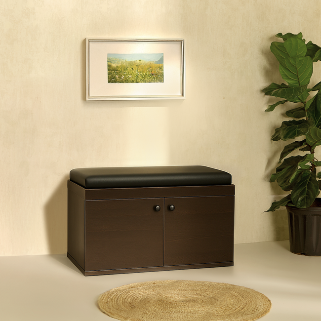 Fortuna 2 Door Shoe Rack with Seating 6 Shelves, 2 Doors Stores up to 12 Pair of Shoes