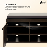 Fortuna 2 Door Shoe Rack with Seating 6 Shelves, 2 Doors Stores up to 12 Pair of Shoes