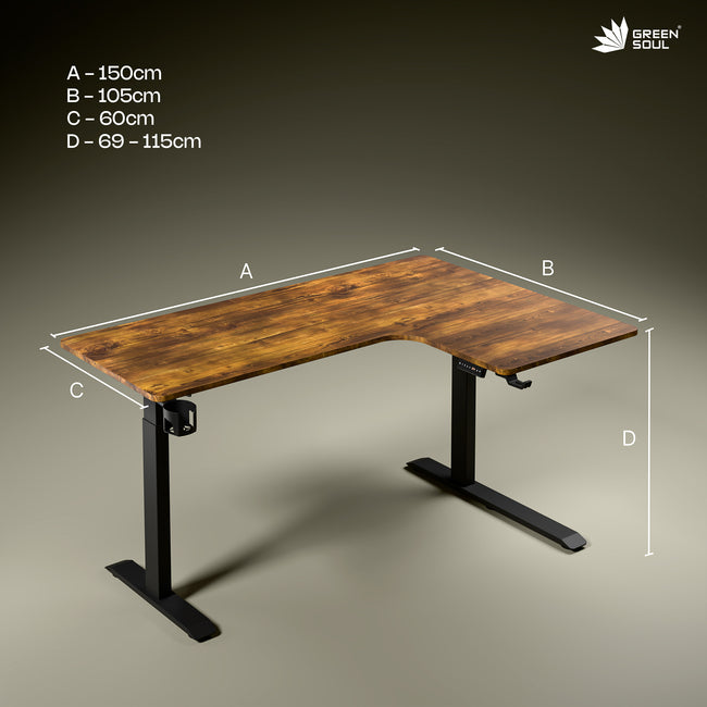 Green Soul Oasis L-Shape Premium Height Adjustable Table with Dual Motors