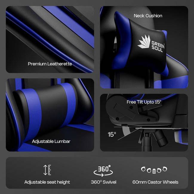 Green Soul Raptor Pro Racing Edition with Footrest Gaming Chair