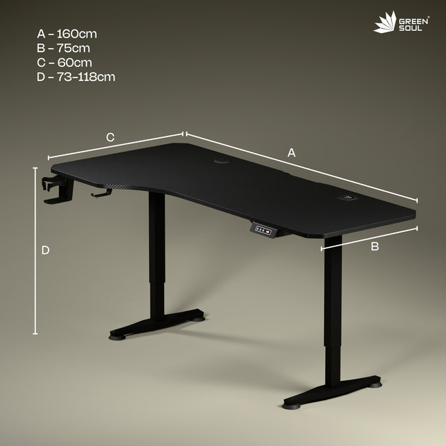 Trigger Height Adjustable Standing Desk with Integrated Wireless Charging Ergonomic Design Table Top (5.3 Ft)