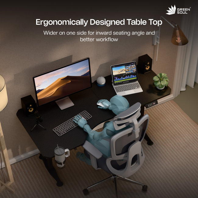 Trigger Height Adjustable Standing Desk with Integrated Wireless Charging Ergonomic Design Table Top (5.3 Ft)