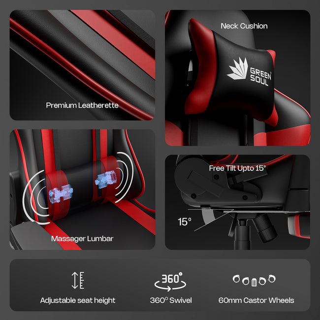 Green Soul Raptor Pro Racing Edition with Footrest Gaming Chair