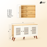 Zuvio 3 Door Shoe Rack in Oak and White Color by Green Soul