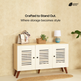 Zuvio 3 Door Shoe Rack in Oak and White Color by Green Soul
