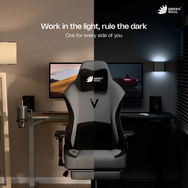 Green Soul Vision Pro V2 Premium Fabric 4D Armrests & Flat Wheelbase Ergonomic Gaming Chair