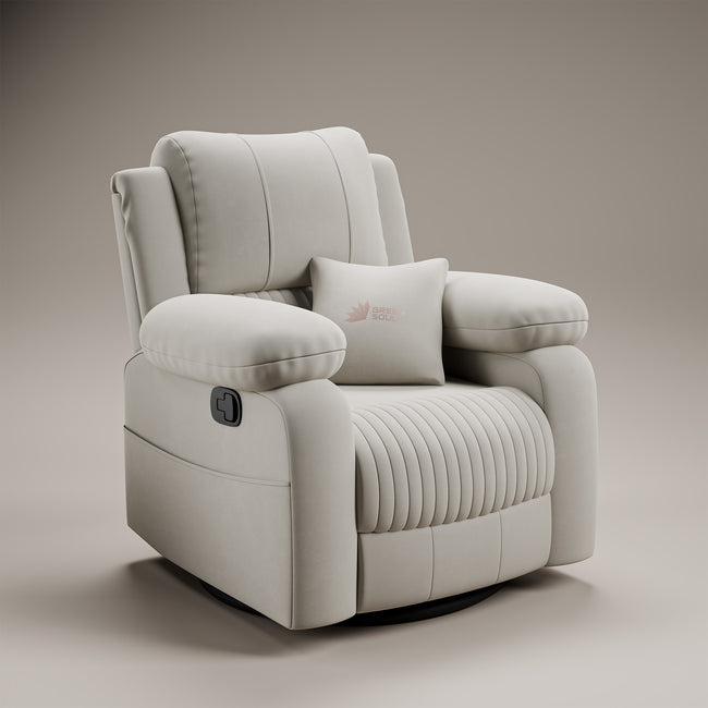 Green Soul Laze 2.0 Rock, Revolve & Recline (R3) Easy Access Side Pocket & Soft Cushion Single Seater Manual Recliner Sofa