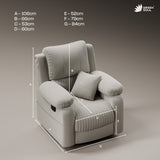 Green Soul Laze 2.0 Rock, Revolve & Recline (R3) Easy Access Side Pocket & Soft Cushion Single Seater Manual Recliner Sofa