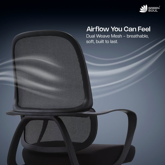 Green Soul Orbit Ergonomic Mesh Office Chair for Work Ultra Thick Cushion Patented Screwless Armrest
