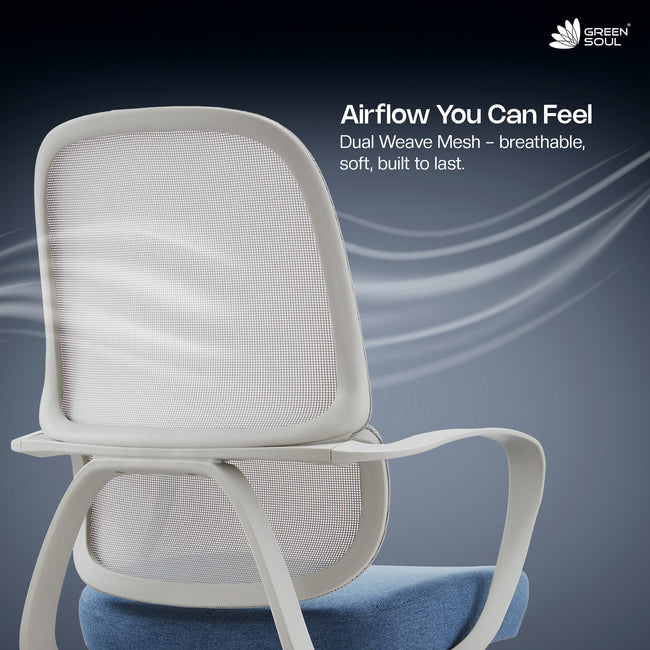 Green Soul Orbit Ergonomic Mesh Office Chair for Work Ultra Thick Cushion Patented Screwless Armrest