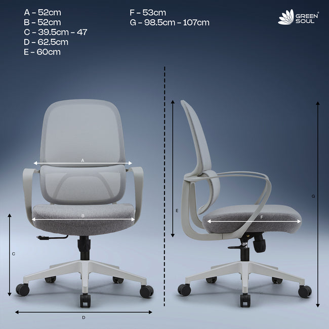 Green Soul Orbit Ergonomic Mesh Office Chair for Work Ultra Thick Cushion Patented Screwless Armrest