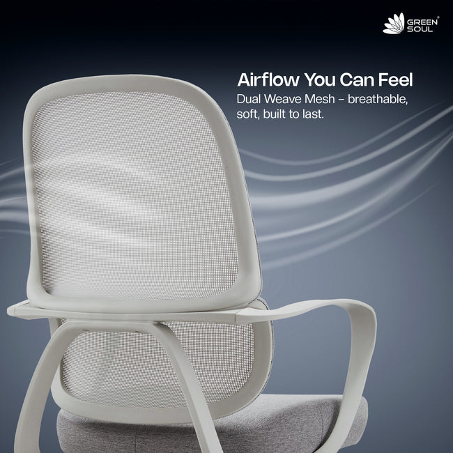 Green Soul Orbit Ergonomic Mesh Office Chair for Work Ultra Thick Cushion Patented Screwless Armrest