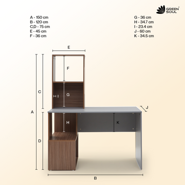 Buy Vermont Study Table - Gothic Grey Online - GreenSoul