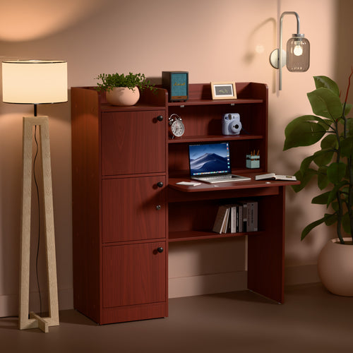 Nile Pro Study Table Extended Workspace Lockable Cabinet & Collapsible Shelf