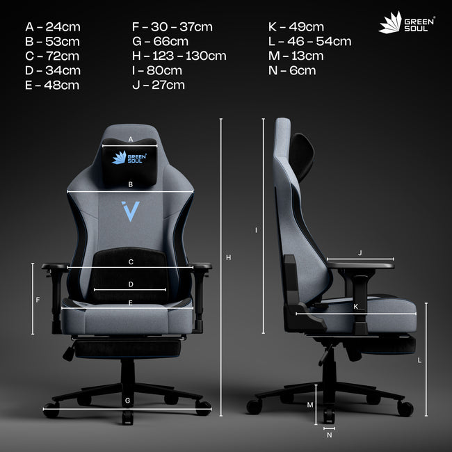 Green Soul Vision Pro V2 Premium Fabric 4D Armrests & Flat Wheelbase Ergonomic Gaming Chair