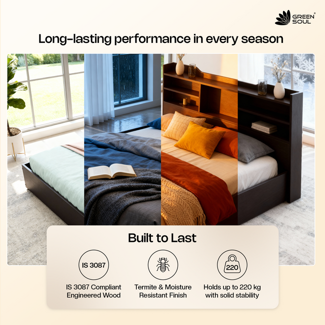 Green Soul Maybelle Queen bed with headboard & Box Storage