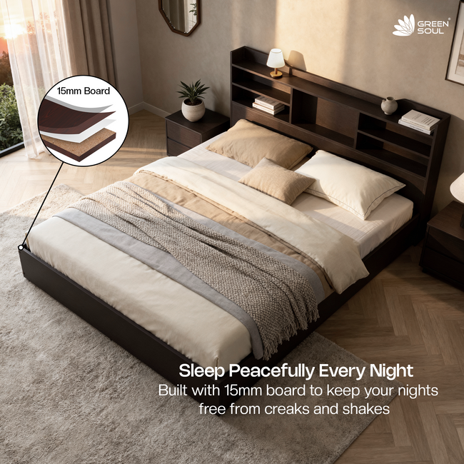 Green Soul Maybelle Queen bed with headboard & Box Storage