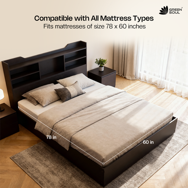 Green Soul Maybelle Queen bed with headboard & Box Storage