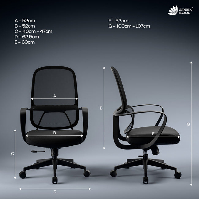 Green Soul Orbit Ergonomic Ultra Thick Cushion Patented Screwless Armrest Office Chair