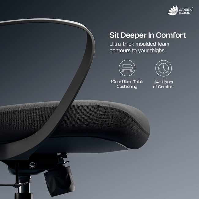 Green Soul Orbit Ergonomic Ultra Thick Cushion Patented Screwless Armrest Office Chair