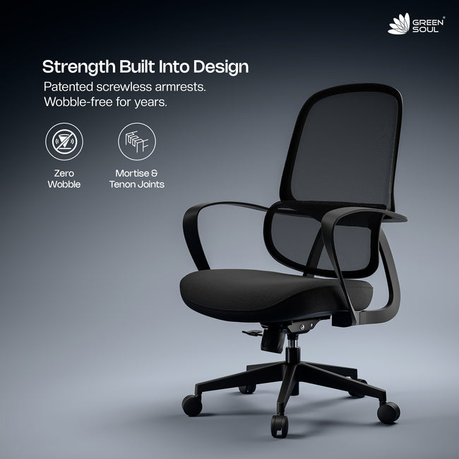 Green Soul Orbit Ergonomic Ultra Thick Cushion Patented Screwless Armrest Office Chair