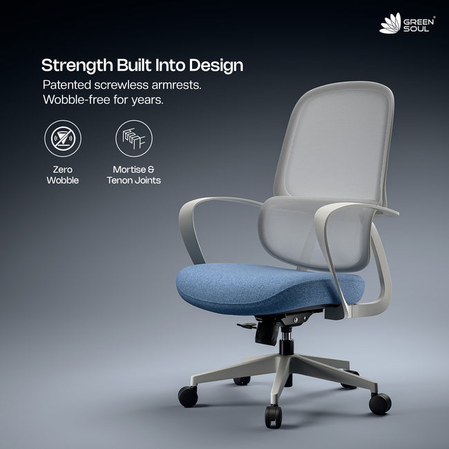 Green Soul Orbit Ergonomic Ultra Thick Cushion Patented Screwless Armrest Office Chair