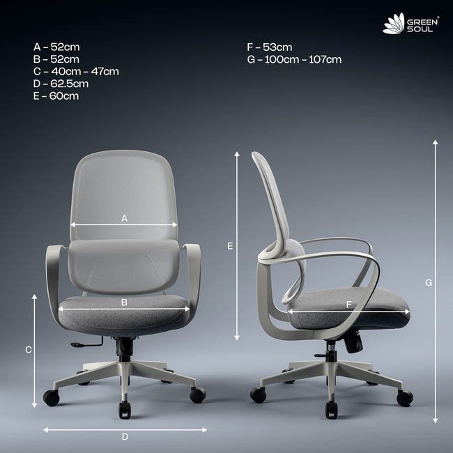 Green Soul Orbit Ergonomic Ultra Thick Cushion Patented Screwless Armrest Office Chair