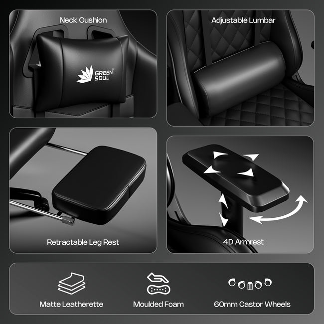 Green Soul Ghost Gaming Chair With Integrated Footrest